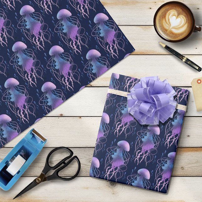 Ethereal Jellyfish Violet Blue Wrapping Paper (Creator Uploaded)