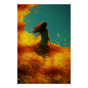 Ethereal Lady in a Golden Field Poster