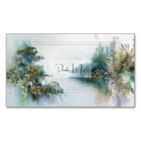 Ethereal Lake Landscape Botanical Gold Frame