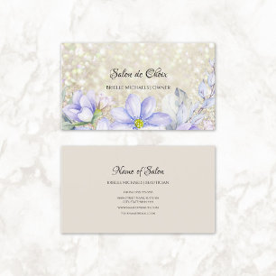 Ethereal Lavender Floral Luxury Glitter Salon Business Card