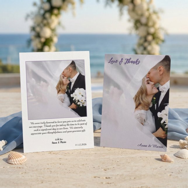 Ethereal Lavender Violet Photo Wedding Thank You (Creator Uploaded)