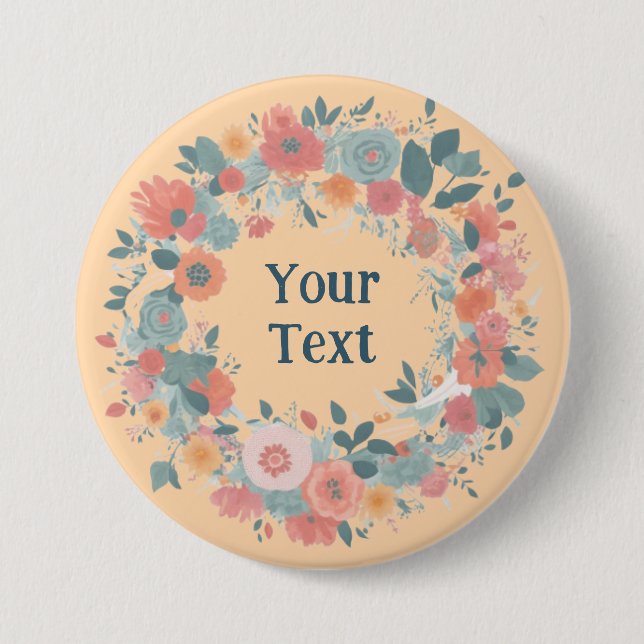 Ethereal Light Pink Flower Wreath Lapel Emblem 7.5 Cm Round Badge (Front)