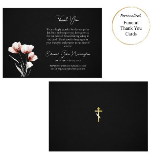 Ethereal Light Pink Flowers Orthodox Funeral  Thank You Card