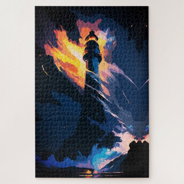Ethereal Lighthouse – Dramatic Seascape Jigsaw Puzzle (Vertical)