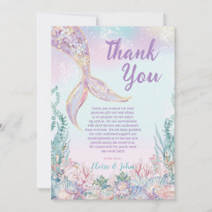 Ethereal Little Mermaid Girl Baby Shower Thank You Card