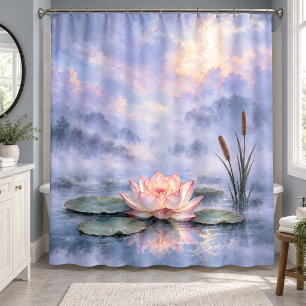 Ethereal Lotus & Cattails Shower Curtain