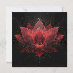 Ethereal Lotus Flower - Crimson Red Black Floral Invitation