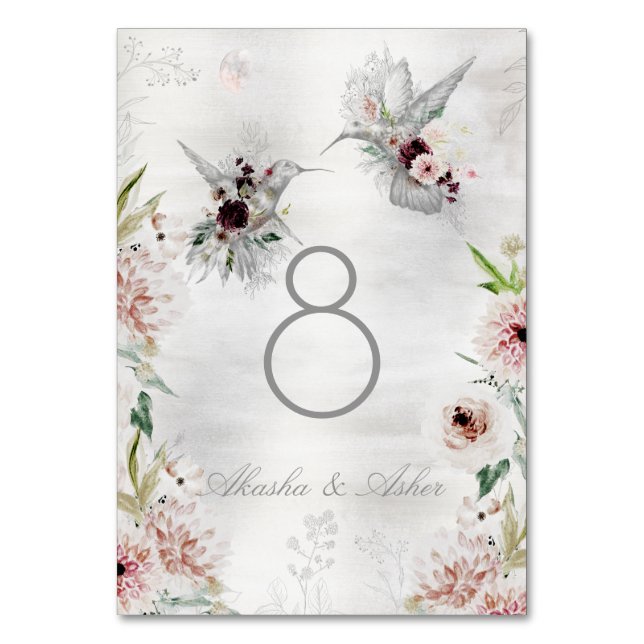 Ethereal Love Wedding Table Number Card (Back)