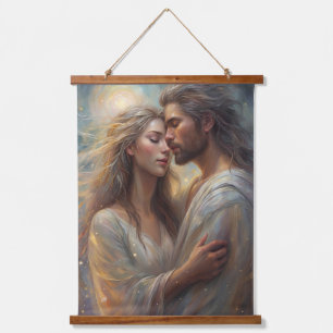 Ethereal Lovers Dreamy Romantic Oil  Hanging Tapestry