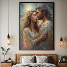 Ethereal Lovers Dreamy Romantic Oil Poster Print