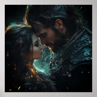 Ethereal Lovers in a Stormy Night Poster