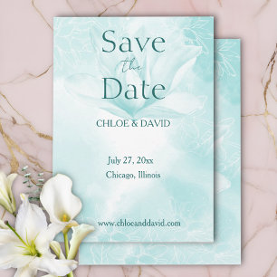 Ethereal Magnolia Flower, Flat Save The Date Card