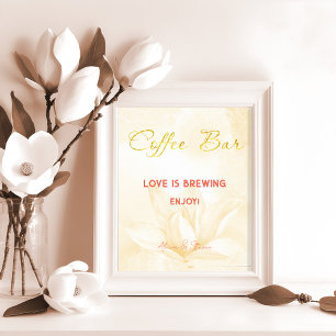 Ethereal Magnolia Flower, Wedding Coffee Bar Poster