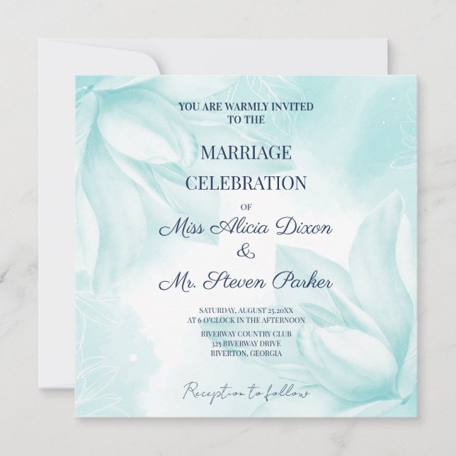 Ethereal Magnolia Flower, Wedding Invitation (Front)