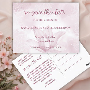Ethereal Magnolia Flower, Wedding Re Save the Date Postcard