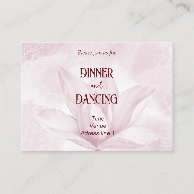 Ethereal Magnolia Flower, Wedding Reception Enclosure Card (Front)