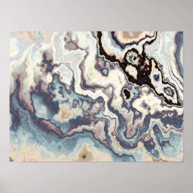 Ethereal Marble Stone Currents Abstract Poster (Front)