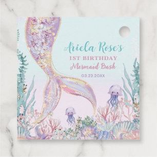 Ethereal Mermaid Bash Under the Sea Pool Birthday Favour Tags