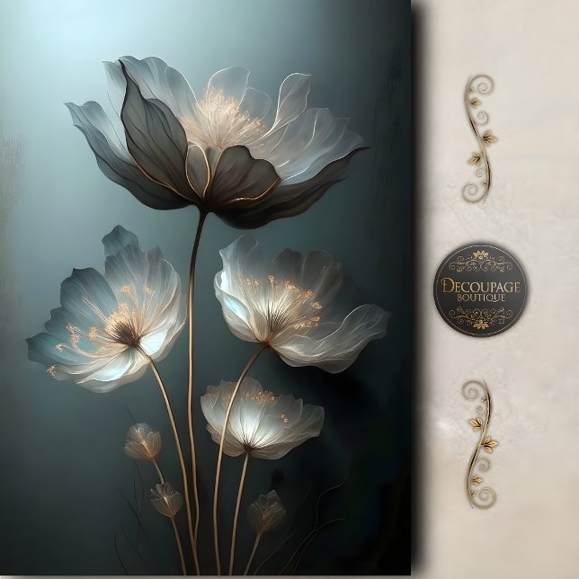 Ethereal Midnight Bloom Decoupage Tissue Paper (Ethereal Midnight Bloom Decoupage Tissue Paper)