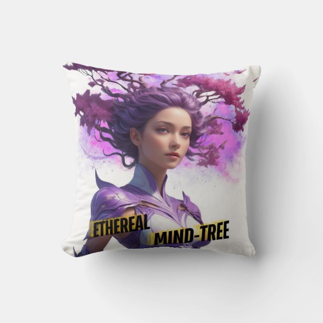 Ethereal Mind-Tree Throw Pillow (Front)