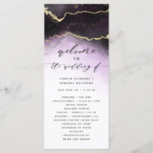 Ethereal Mist Ombre Amethyst Wedding Ceremony Program