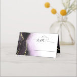 Ethereal Mist Ombre Amethyst Wedding Table Number Place Card<br><div class="desc">Ethereal Mist Ombre Amethyst Purple Watercolor Moody Wedding Design with hand painted watercolor misty wash fading background texture, gold foil look veining lines, and trails of confetti dots and edges. A trendy and Modern Look for any season, with soft dreamy colour palette : Black, Ultra Violet, purple, White, and gold,...</div>
