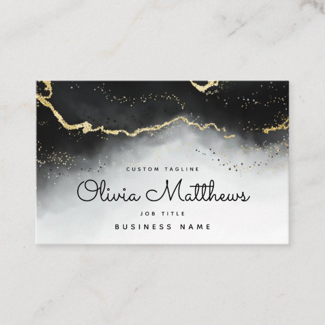 Ethereal Mist Ombre Black Watercolor Moody Modern Business Card (Front)