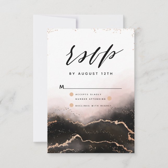 Ethereal Mist Ombre Blush Pink Gilded Moody RSVP (Front)