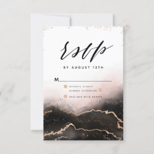Ethereal Mist Ombre Blush Pink Gilded Moody RSVP Card