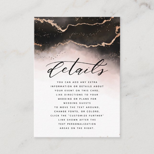 Ethereal Mist Ombre Blush Pink Wedding Details Enclosure Card (Front)