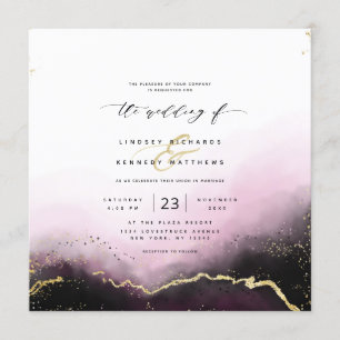 Ethereal Mist Ombre Burgundy Luxury Square Wedding Invitation