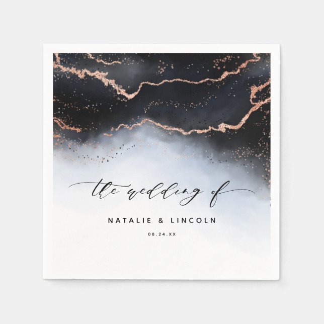 Ethereal Mist Ombre Dusty Blue Wedding Monogram Napkin (Front)