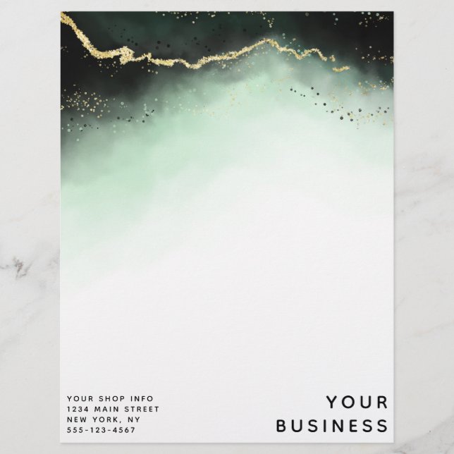 Ethereal Mist Ombre Emerald Green Custom Shop Custom Letterhead (Front)