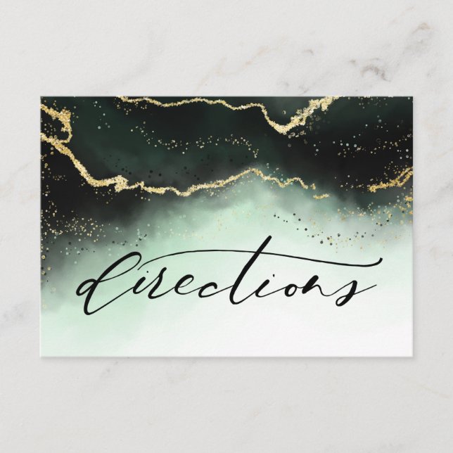 Ethereal Mist Ombre Emerald Wedding Directions Enclosure Card (Front)