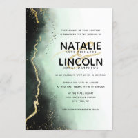 Ethereal Mist Ombre Green Gold Foil Modern Wedding