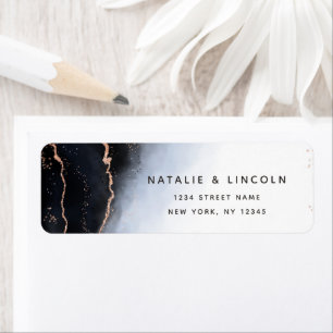 Ethereal Mist Ombre Navy Blue Moody Return Address Label