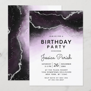 Ethereal Mist Ombre Ultra Violet Birthday Party Invitation