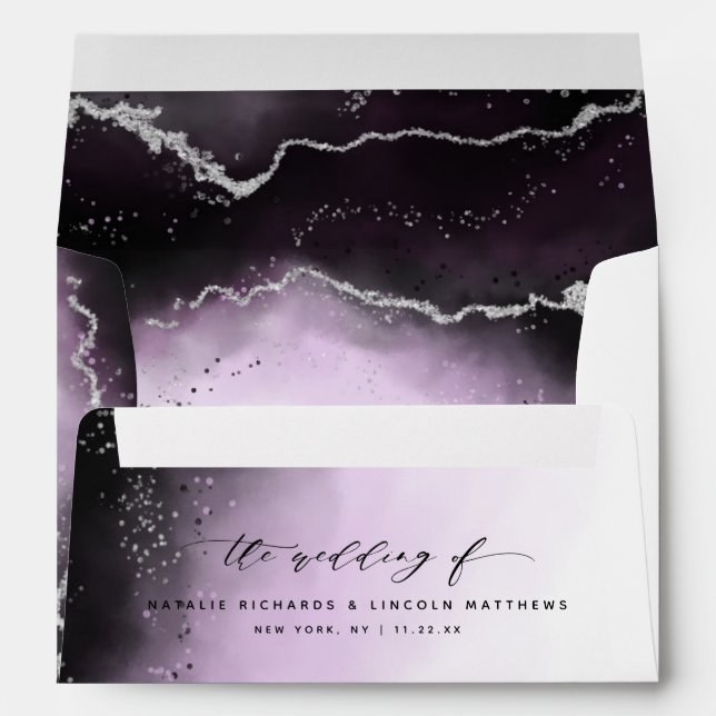 Ethereal Mist Ombre Ultra Violet Moody Wedding Envelope (Back (Bottom))