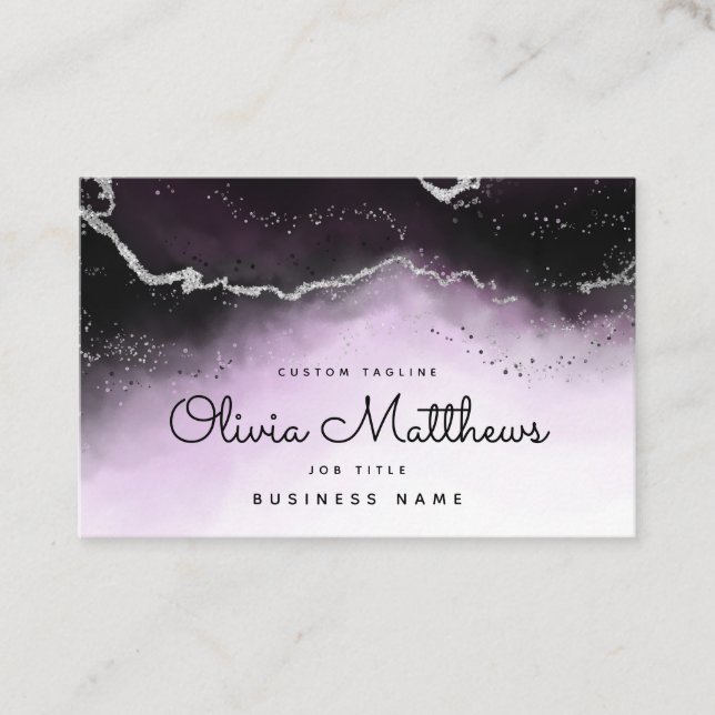 Ethereal Mist Ombre Ultra Violet Watercolor Moody Business Card (Front)