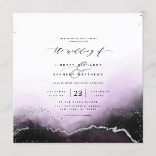 Ethereal Mist Ombre Violet Luxury Square Wedding Invitation