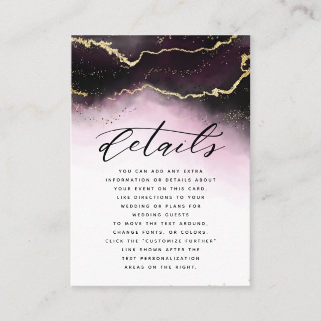 Ethereal Mist Ombre Wine Burgundy Wedding Details Enclosure Card (Front)