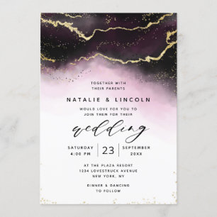 Ethereal Mist Ombre Wine Watercolor Moody Wedding Invitation