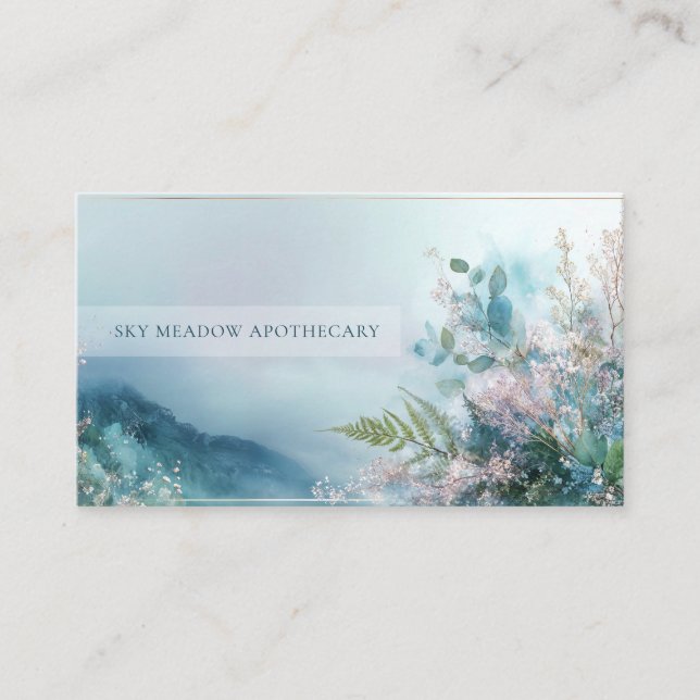 Ethereal Misty Mountain Botanical Business Card (Front)