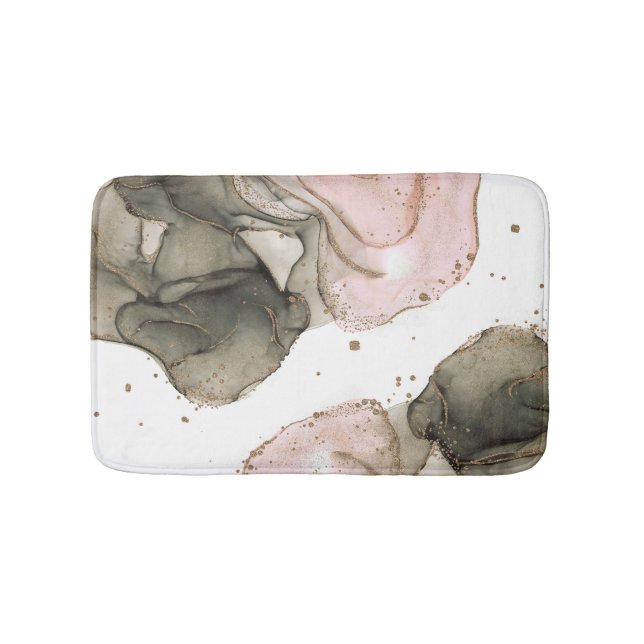Ethereal Moody Pink Black Gold Inky Fantasy Glam Bath Mat (Front)