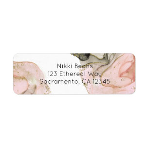 Ethereal Moody Pink Black Gold Inky Fantasy Glam Return Address Label