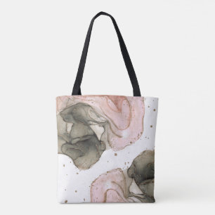 Ethereal Moody Pink Black Gold Inky Fantasy Glam Tote Bag