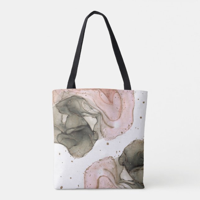 Ethereal Moody Pink Black Gold Inky Fantasy Glam Tote Bag (Back)
