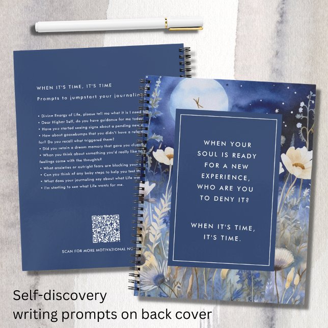 Ethereal Moon and Wildflowers Motivational  Notebook (Ethereal Moon and Wildflowers Motivational Quote Notebook with Writing Prompts on Back Cover)