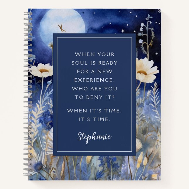 Ethereal Moon and Wildflowers Motivational  Notebook (Front)