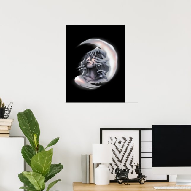 Ethereal Moon Goddess Surreal Celestial Wall Art  (Home Office)